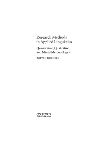 Research Methods in Applied Linguistics (Oxford Applied Linguistics)