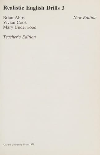 Realistic English: Drills - Tchrs' Bk. 3
