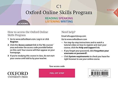 Oxford Online Skills Program: C1,: General English Bundle 1 - Card with Access Code