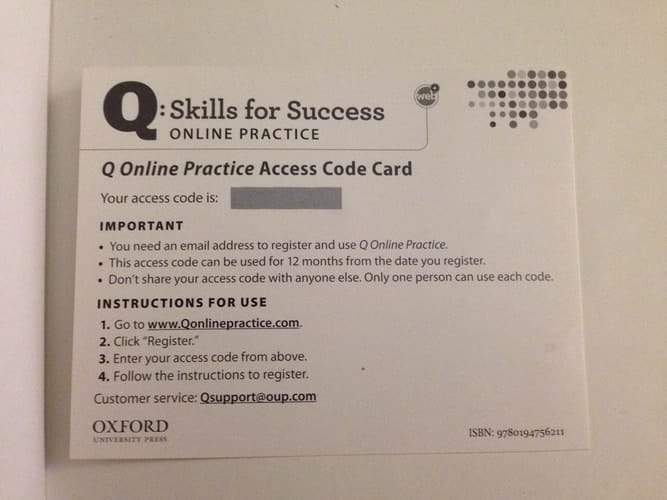 Q: Skills for Success Student Access Code Card (sold separately)