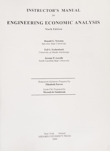 Instructor's Manual for Engineering Economic Analysis, 9th Ed.
