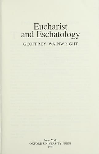 Eucharist and Eschatology