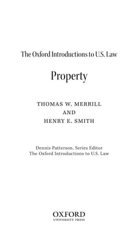 The Oxford Introductions to U.S. Law: Property
