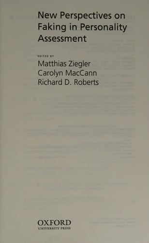New Perspectives on Faking in Personality Assessments