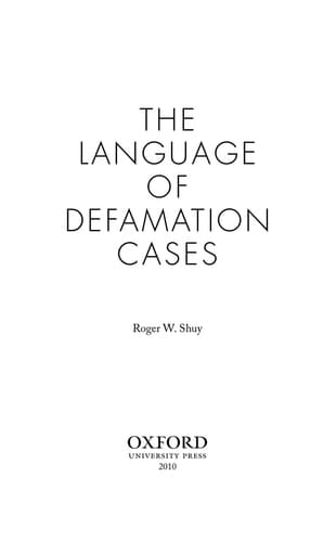 The Language of Defamation Cases