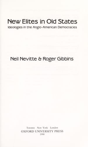 New Elites in Old States: Ideologies in the Anglo-American Democracies