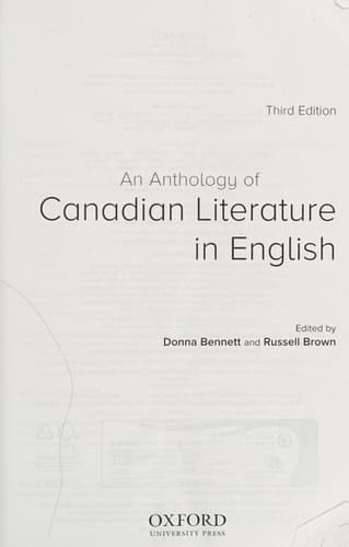 An Anthology of Canadian Literature in English