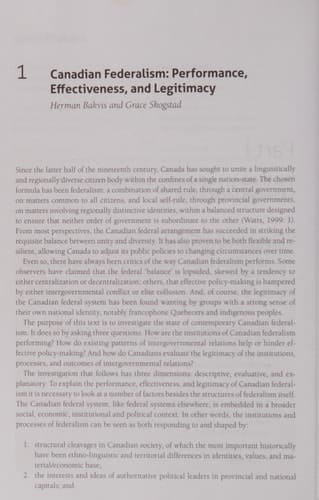 Canadian Federalism Performance, Effectiveness, and Legitimacy, Third Editiojn