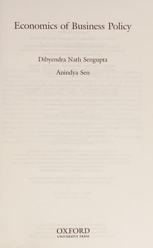 Economics of Business Policy (Oxford India Paperbacks)