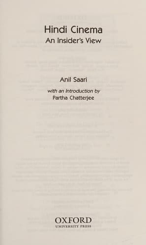 Hindi Cinema: An Insider's View