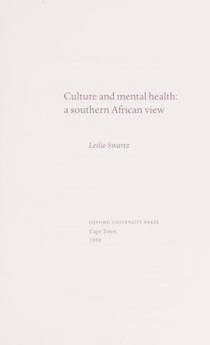 Culture and Mental Health: A Southern African View