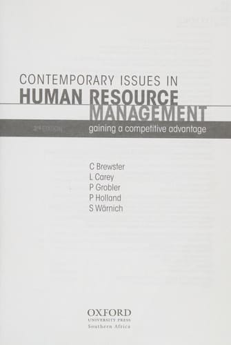 Contemporary Issues in Human Resource Management: Gaining a Competitive Advantage
