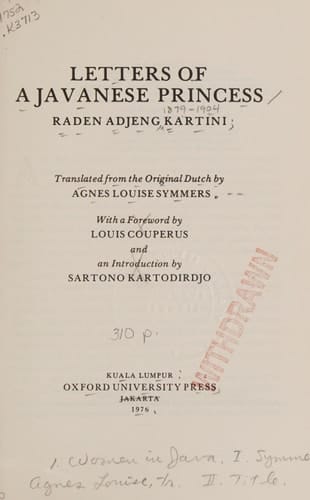 Letters of a Javanese princess (Oxford in Asia paperbacks)