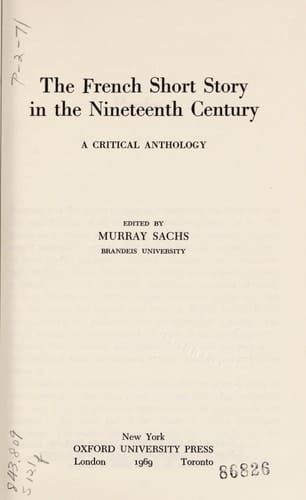 The French Short Story in the Nineteenth Century
