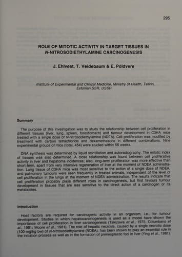 Modulators of Experimental Carcinogenesis: Proceedings of a Symposium organized by the IARC and the All-Union Cancer Research Centre of the USSR ... Sciences, held in Moscow, 28-30 June 1982.