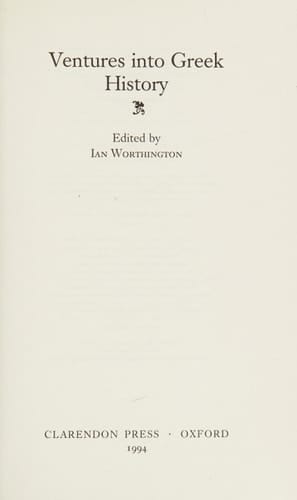 Ventures into Greek History