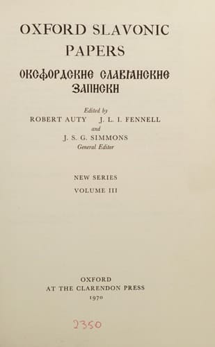 Oxford Slavonic Papers: New Series: v. 3
