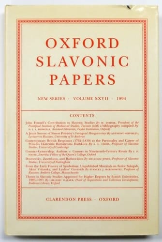 Oxford Slavonic Papers, New Series: Volume XXVII (1994)