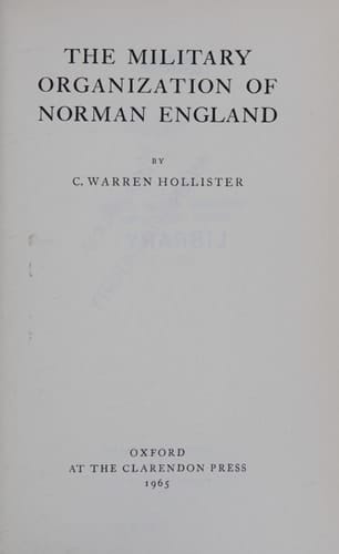 The Military Organization of Norman England