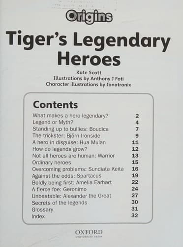 Project X Origins: Grey Book Band, Oxford Level 12: Myths and Legends: Tiger's Legendary Heroes