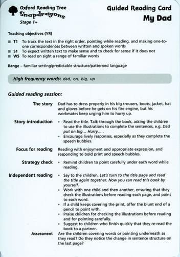 Oxford Reading Tree: Stage1+: Snapdragons: Guided Reading Cards (6 Per Pack)