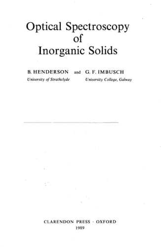Optical Spectroscopy of Inorganic Solids (Monographs on the Physics and Chemistry of Materials)