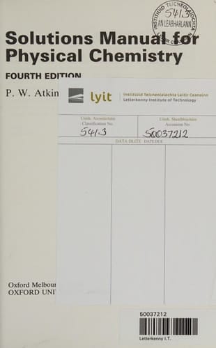 Solutions Manual for Physical Chemistry