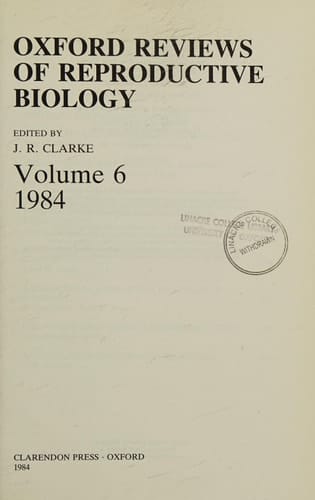 Oxford Reviews of Reproductive Biology: Volume 6