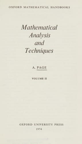 Mathematical Analysis & Techniques Vol 2