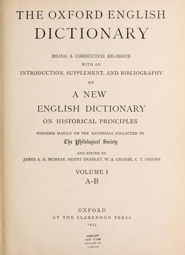 Supplement to the Oxford English Dictionary, Vol. 1