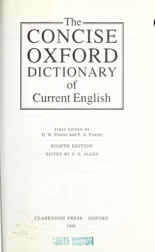 The Concise Oxford Dictionary of Current English: with thumb index