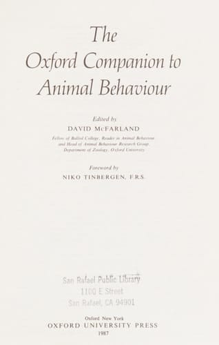 Oxford Companion to Animal Behavior