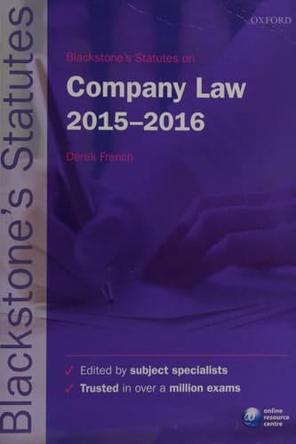 Blackstone's Statutes on Company Law 2015-2016 (Blackstone's Statute Series)