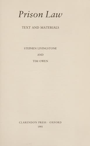 Prison Law: Text and Materials