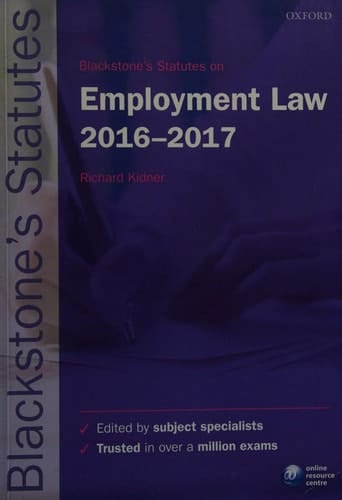 Blackstone's Statutes on Employment Law 2016-2017