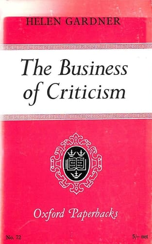 Business of Criticism (Oxford Paperbacks)