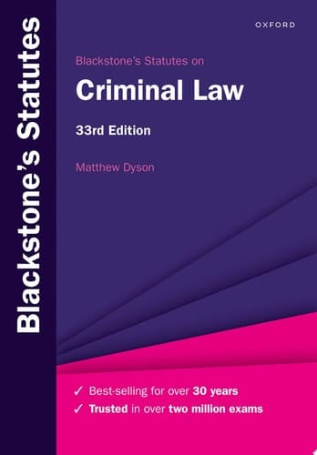 Blackstone's Statutes on Criminal Law (Blackstone's Statute Series)