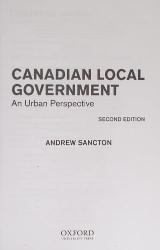Canadian Local Government: An Urban Perspective