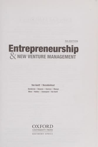 Entrepreneurship & New Venture Management