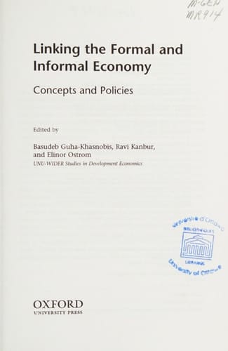 Linking the Formal and Informal Economy: Concepts and Policies (WIDER Studies in Development Economics)