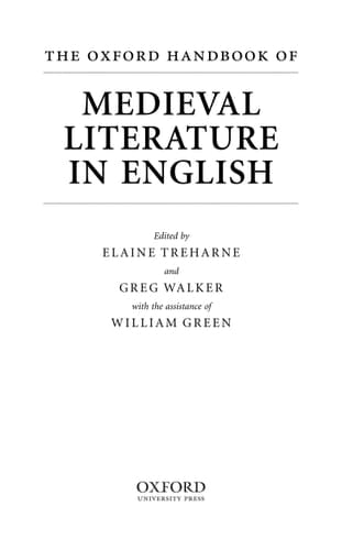 The Oxford Handbook of Medieval Literature in English (Oxford Handbooks)