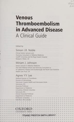 Venous Thromboembolism in Advanced Disease: A clinical guide