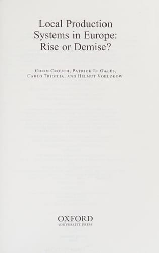 Local Production Systems in Europe: Rise or Demise?