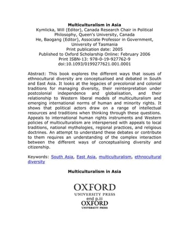 Multiculturalism in Asia