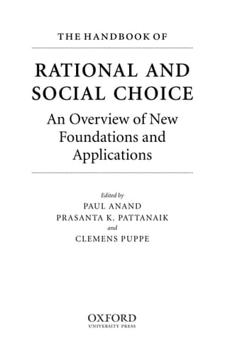 The Handbook of Rational and Social Choice (Oxford Handbooks)
