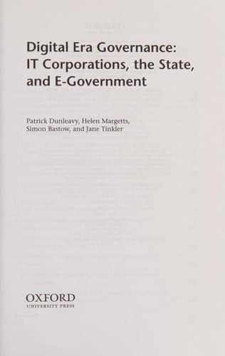 Digital Era Governance: IT Corporations, the State, and e-Government