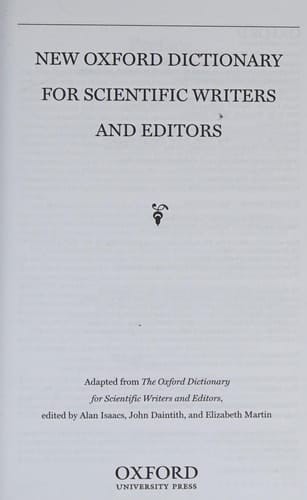 Oxford Dictionary for Scientific Writers and Editors