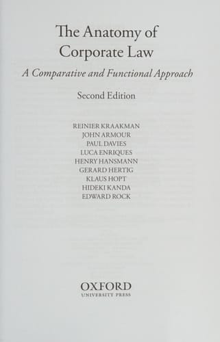 The Anatomy of Corporate Law: A Comparative and Functional Approach, Second Edition