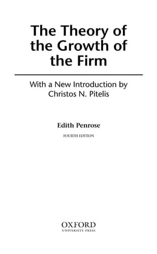The Theory of the Growth of the Firm
