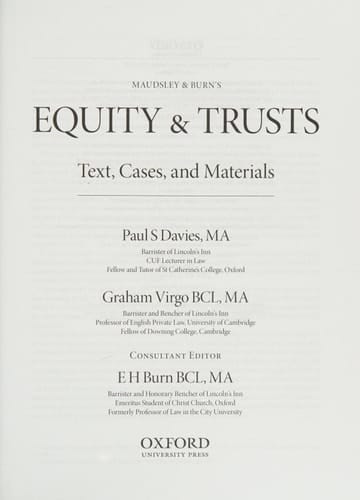 Equity & Trusts: Text, Cases, and Materials
